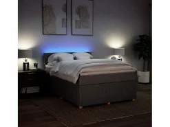 Cama box spring con colchón tela gris taupe 140x200 cm^Clicnbuy Clearance