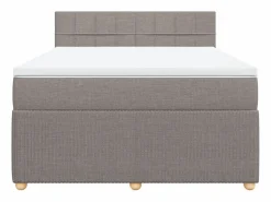 Cama box spring con colchón tela gris taupe 140x200 cm^Clicnbuy Clearance