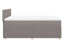 Cama box spring con colchón tela gris taupe 140x200 cm^Clicnbuy Clearance