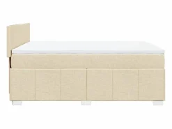 Clicnbuy Cama box spring con colchón tela color 160x200 cm Crema