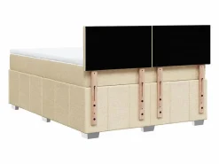 Clicnbuy Cama box spring con colchón tela color 160x200 cm Crema