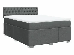 Clicnbuy Somier - 160X200Cm|Cama box spring con colchón tela oscuro 160x200 cm