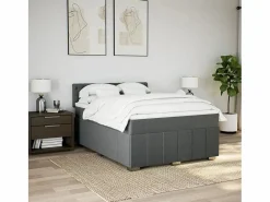 Clicnbuy Somier - 160X200Cm|Cama box spring con colchón tela oscuro 160x200 cm
