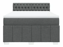 Clicnbuy Somier - 160X200Cm|Cama box spring con colchón tela oscuro 160x200 cm