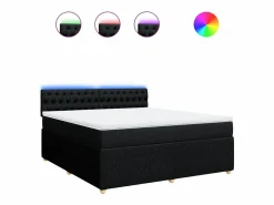 Clicnbuy Cama box spring con colchón tela 180x200 cm Negro Online