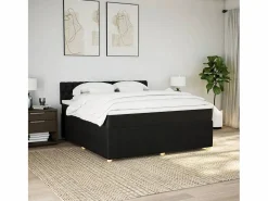 Clicnbuy Cama box spring con colchón tela 180x200 cm Negro Online