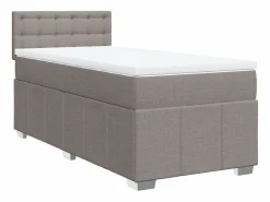 Cama box spring con colchón tela gris taupe 90x190 cm^Clicnbuy Outlet