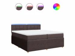 Clicnbuy Cama box spring con colchón tela marrón oscuro 200x200 cm Marru00f3n New