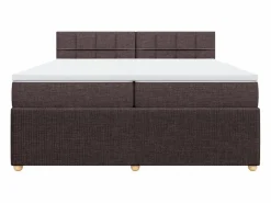 Clicnbuy Cama box spring con colchón tela marrón oscuro 200x200 cm Marru00f3n New