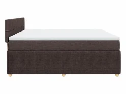 Clicnbuy Cama box spring con colchón tela marrón oscuro 200x200 cm Marru00f3n New