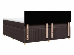 Clicnbuy Cama box spring con colchón tela marrón oscuro 200x200 cm Marru00f3n New