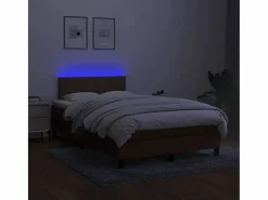 Clicnbuy Cama box spring con colchón y LED tela marrón oscuro 120x190 cm Sale
