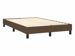 Clicnbuy Cama box spring con colchón y LED tela marrón oscuro 120x190 cm Sale
