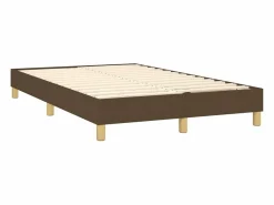 Clicnbuy Somier Tapizado|Cama box spring con colchón y LED tela marrón oscuro 120x200 cm