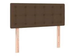Clicnbuy Somier Tapizado|Cama box spring con colchón y LED tela marrón oscuro 120x200 cm