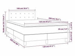 Clicnbuy Somier Tapizado|Cama box spring con colchón y LED tela marrón oscuro 120x200 cm