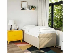 Cama box spring con colchón tela color 90x190 cm ES121581 Crema