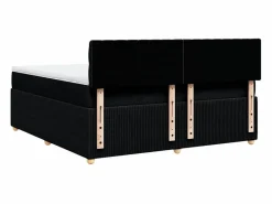 Clicnbuy Cama box spring con colchón tela 180x200 cm Negro Best