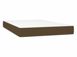 Cama box spring con colchón y LED tela marrón oscuro 120x190 cm^Clicnbuy New