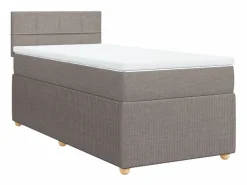 Clicnbuy Cama box spring con colchón tela gris taupe 90x190 cm Topo