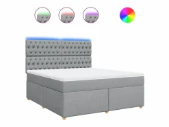 Clicnbuy Base De Cama De Láminas|Somier - 180X200Cm|Cama box spring con colchón tela claro 180x200 cm