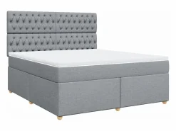 Clicnbuy Base De Cama De Láminas|Somier - 180X200Cm|Cama box spring con colchón tela claro 180x200 cm