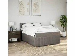 Cama box spring con colchón tela gris taupe 140x200 cm^Clicnbuy Sale