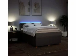 Cama box spring con colchón tela gris taupe 140x200 cm^Clicnbuy Sale