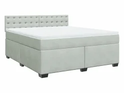 Clicnbuy Cama box spring con colchón terciopelo claro 180x200 cm Gris New