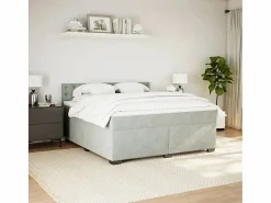 Clicnbuy Cama box spring con colchón terciopelo claro 180x200 cm Gris New