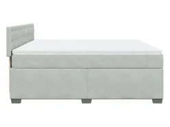 Clicnbuy Cama box spring con colchón terciopelo claro 180x200 cm Gris New