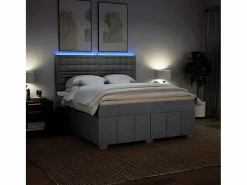 Clicnbuy Cama box spring con colchón tela claro 180x200 cm Gris Discount