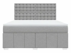Clicnbuy Cama box spring con colchón tela claro 180x200 cm Gris Discount