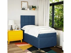 Clicnbuy Cama box spring con colchón tela 90x190 cm Azul Discount