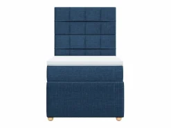 Clicnbuy Cama box spring con colchón tela 90x190 cm Azul Discount
