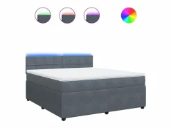 Clicnbuy Cama box spring con colchón terciopelo oscuro 180x200 cm Gris Best