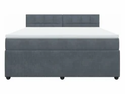 Clicnbuy Cama box spring con colchón terciopelo oscuro 180x200 cm Gris Best