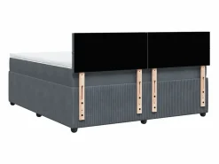 Clicnbuy Cama box spring con colchón terciopelo oscuro 180x200 cm Gris Best