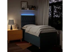 Cama box spring con colchón tela 100x200 cm^Clicnbuy Discount