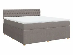 Clicnbuy Cama box spring con colchón tela gris taupe 180x200 cm Topo Clearance