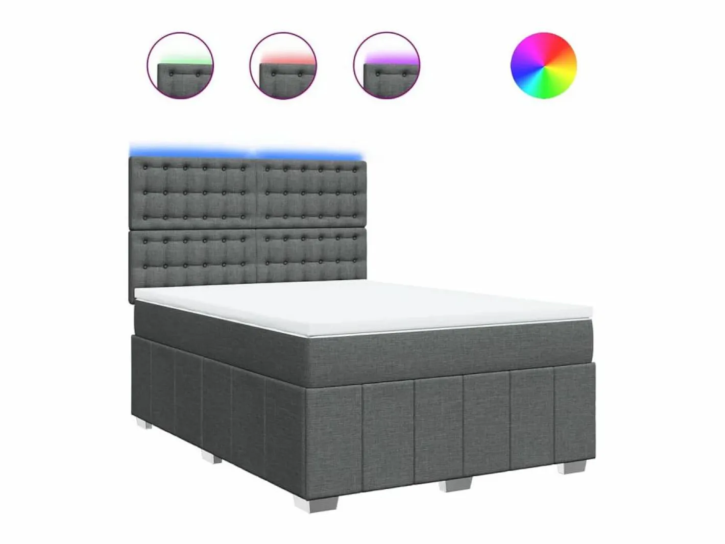 Clicnbuy Cama box spring con colchón tela oscuro 160x200 cm Gris