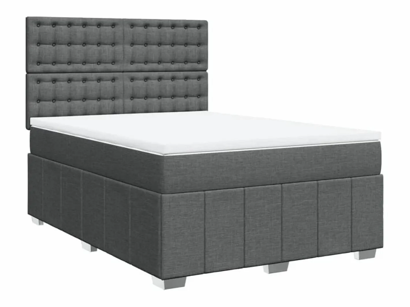 Clicnbuy Cama box spring con colchón tela oscuro 160x200 cm Gris