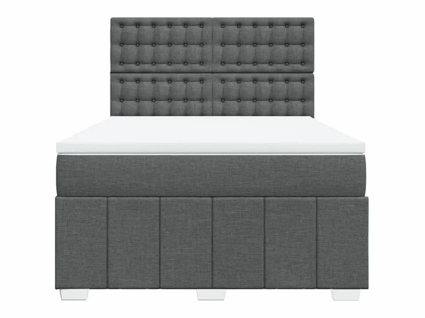 Clicnbuy Cama box spring con colchón tela oscuro 160x200 cm Gris