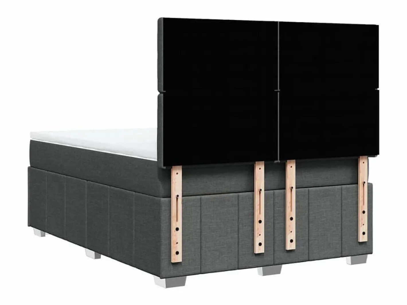 Clicnbuy Cama box spring con colchón tela oscuro 160x200 cm Gris
