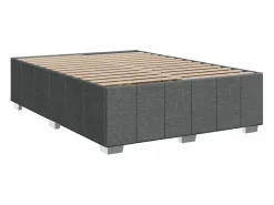 Clicnbuy Cama box spring con colchón tela oscuro 160x200 cm Gris