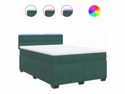 Cama box spring con colchón terciopelo oscuro 160x200 cm^Clicnbuy
