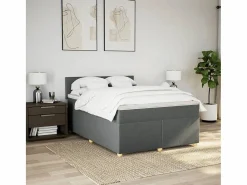 Clicnbuy Cama box spring con colchón tela oscuro 160x200 cm Gris Hot