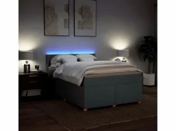 Clicnbuy Cama box spring con colchón tela oscuro 160x200 cm Gris Hot