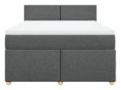 Clicnbuy Cama box spring con colchón tela oscuro 160x200 cm Gris Hot