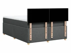 Clicnbuy Cama box spring con colchón tela oscuro 160x200 cm Gris Hot